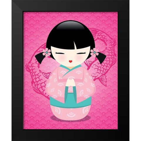 Kokeshis Popcolor II Black Modern Wood Framed Art Print by BRAUN Studio