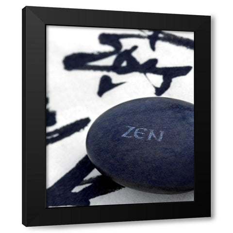 Galet Zen sur Calligraphie Black Modern Wood Framed Art Print by Beyler, Catherine