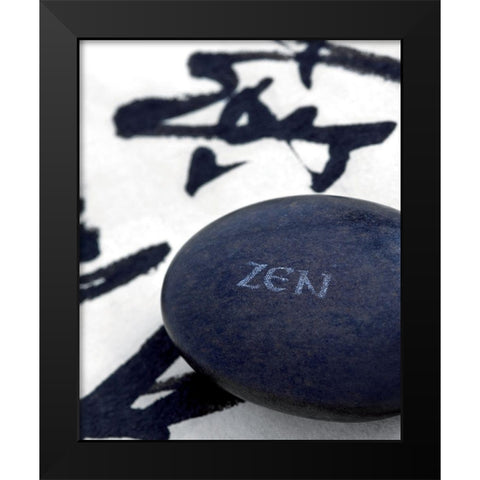 Galet Zen sur Calligraphie Black Modern Wood Framed Art Print by Beyler, Catherine