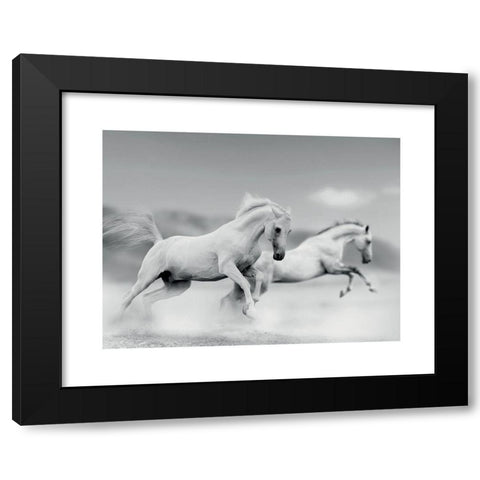 Galops blancs Black Modern Wood Framed Art Print by Braun Studio