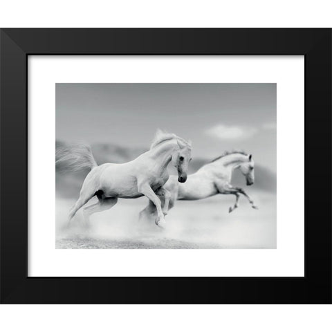 Galops blancs Black Modern Wood Framed Art Print by Braun Studio