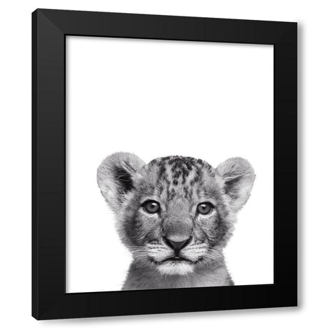 Lionceau Rigolo Black Modern Wood Framed Art Print with Double Matting by Braun Studio