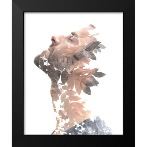 Homme et feuilles Black Modern Wood Framed Art Print by Braun Studio
