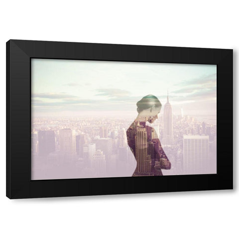 Femme pensive Ã  New York Black Modern Wood Framed Art Print by Braun Studio