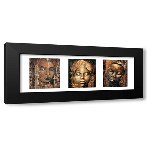 Composition Afrique Black Modern Wood Framed Art Print with Double Matting by Arietti, Fabienne