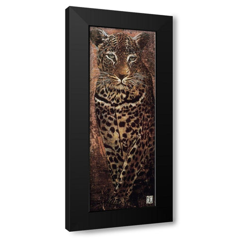 Carnets dAfrique, panthere Black Modern Wood Framed Art Print with Double Matting by Arietti, Fabienne