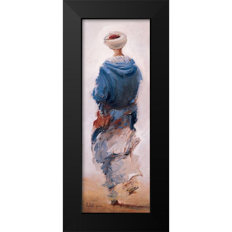 Bedouin bleu Black Modern Wood Framed Art Print by Letestu, Yann