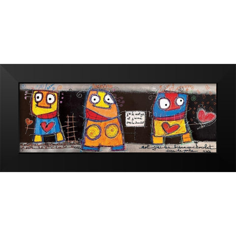 Jaime pas le chocolat Black Modern Wood Framed Art Print by Mika