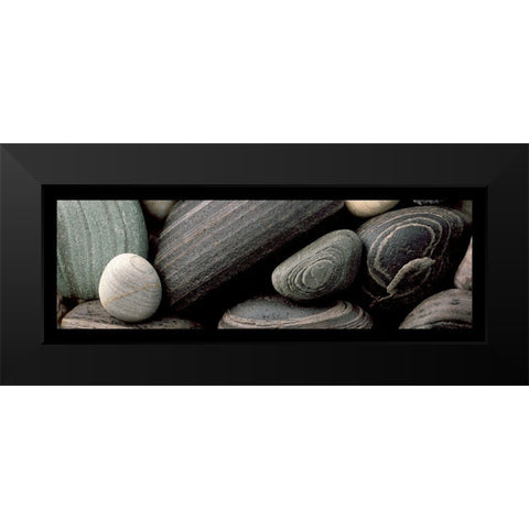 Galets noirs I Black Modern Wood Framed Art Print by Pinsard, Laurent