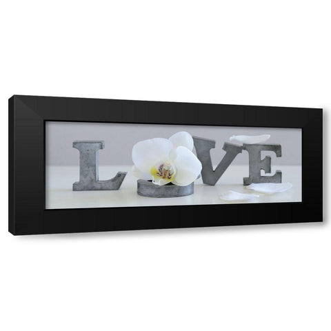 Love Grey Black Modern Wood Framed Art Print by Chatelain, Sonia