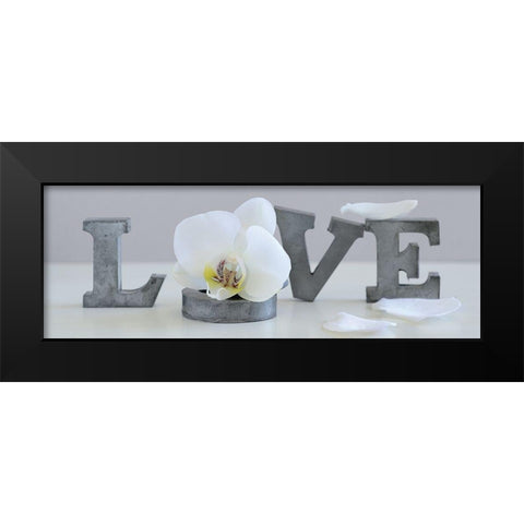 Love Grey Black Modern Wood Framed Art Print by Chatelain, Sonia