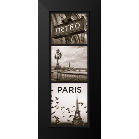 City Paris Black Modern Wood Framed Art Print by Braun Studio