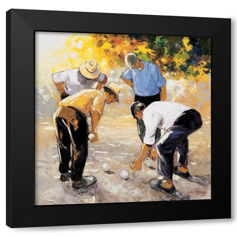 Les boulistes Black Modern Wood Framed Art Print with Double Matting by Deymonaz, Andre
