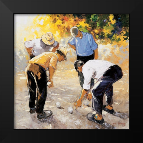 Les boulistes Black Modern Wood Framed Art Print by Deymonaz, Andre