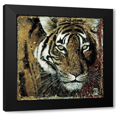 Portrait de tigre Black Modern Wood Framed Art Print with Double Matting by Arietti, Fabienne