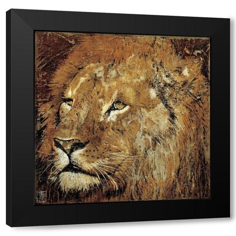 Portrait de lion Black Modern Wood Framed Art Print with Double Matting by Arietti, Fabienne