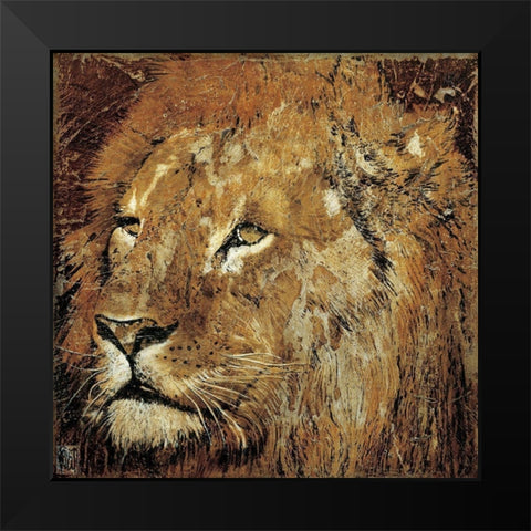 Portrait de lion Black Modern Wood Framed Art Print by Arietti, Fabienne