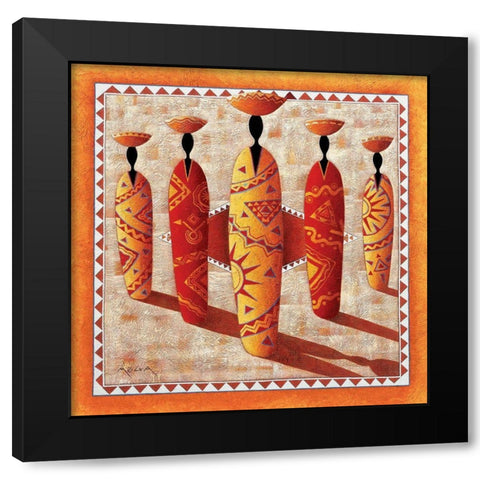 Ethnic Graphic I Black Modern Wood Framed Art Print with Double Matting by Moga