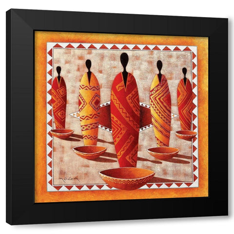 Ethnic Graphic II Black Modern Wood Framed Art Print with Double Matting by Moga