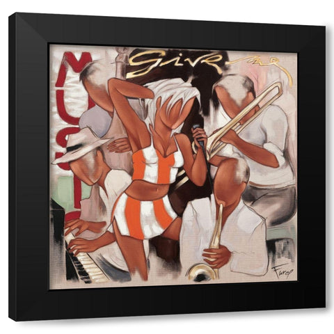 Give me Music Black Modern Wood Framed Art Print with Double Matting by Farel, Pierre