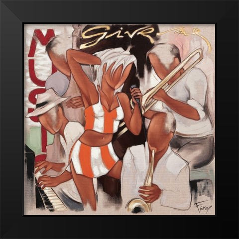 Give me Music Black Modern Wood Framed Art Print by Farel, Pierre