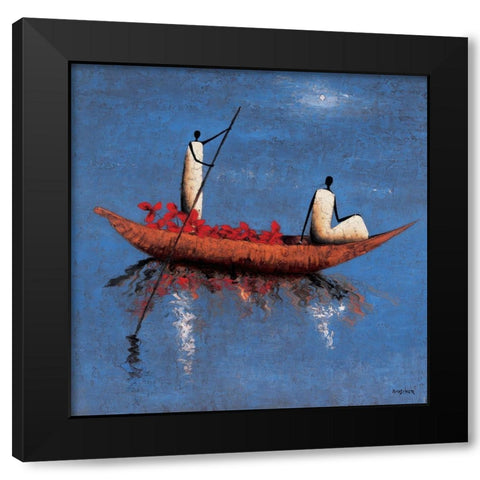 Eau calme Black Modern Wood Framed Art Print with Double Matting by Rauscher, Michel