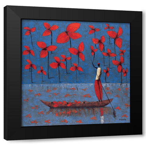 Cueillette Black Modern Wood Framed Art Print with Double Matting by Rauscher, Michel