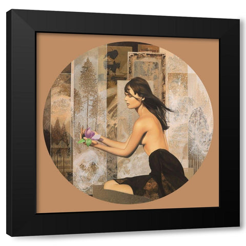 Magnolia Black Modern Wood Framed Art Print by Graux, David