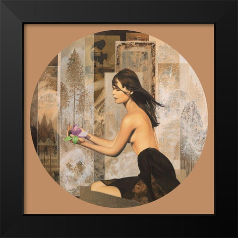 Magnolia Black Modern Wood Framed Art Print by Graux, David