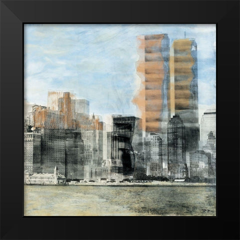 Twins New York Black Modern Wood Framed Art Print by JMG