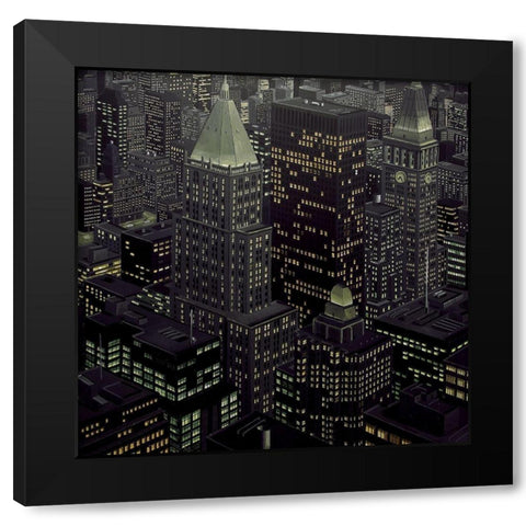 Night Life Black Modern Wood Framed Art Print with Double Matting by Peyret, Eric