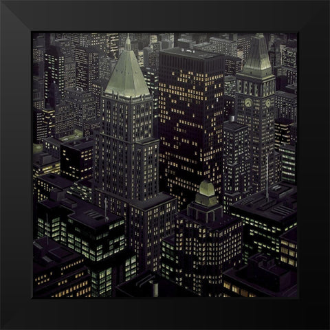 Night Life Black Modern Wood Framed Art Print by Peyret, Eric