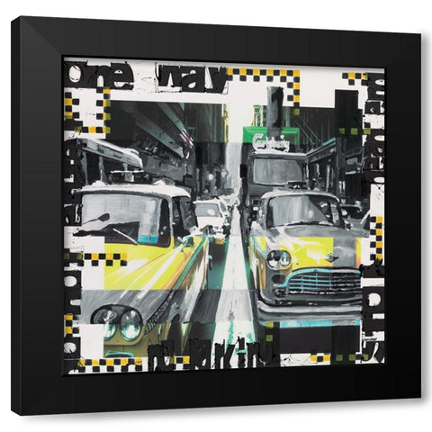 Two cabs Black Modern Wood Framed Art Print by Gachaga, Vincent