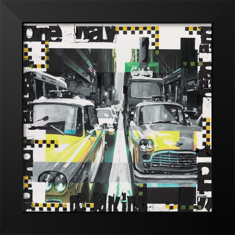 Two cabs Black Modern Wood Framed Art Print by Gachaga, Vincent