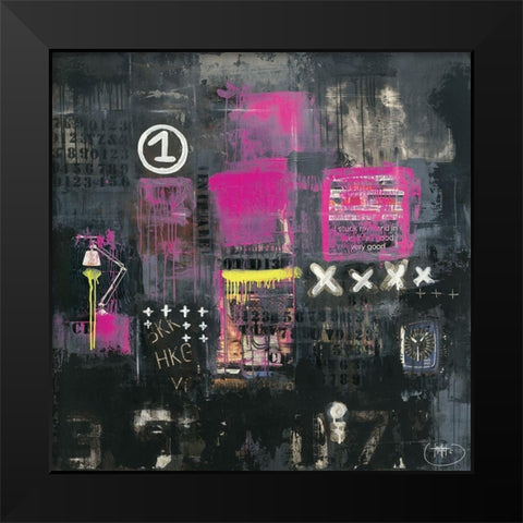 Initiales 91 Black Modern Wood Framed Art Print by Trichet, Eric