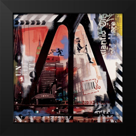 New York Ferry Black Modern Wood Framed Art Print by Gachaga, Vincent