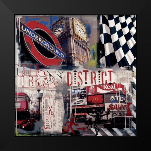 London underground Black Modern Wood Framed Art Print by Gachaga, Vincent