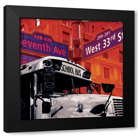 School Bus Black Modern Wood Framed Art Print by Gachaga, Vincent