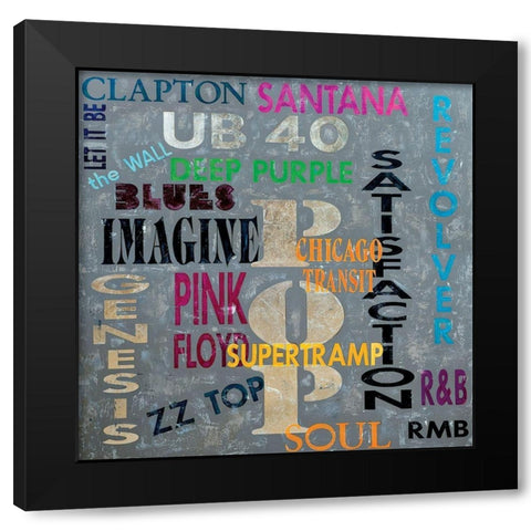 Pop Music Black Modern Wood Framed Art Print by RMB