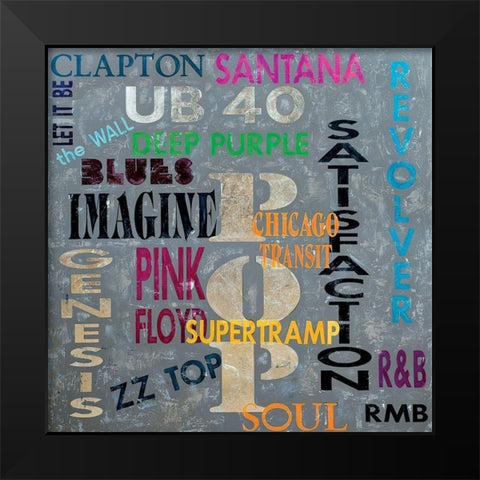 Pop Music Black Modern Wood Framed Art Print by RMB