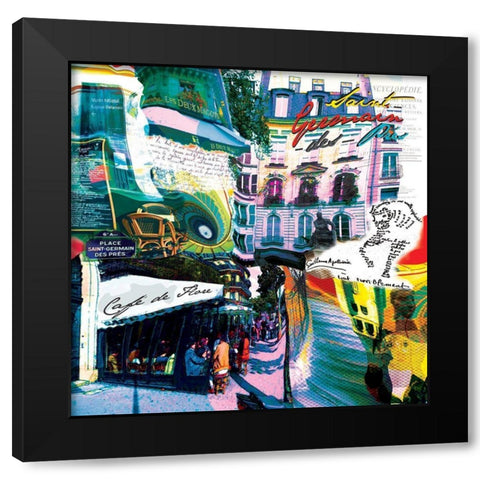 St Germain rive gauche Black Modern Wood Framed Art Print with Double Matting by Kaly