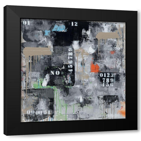 Initiales 129 Black Modern Wood Framed Art Print with Double Matting by Trichet, Eric