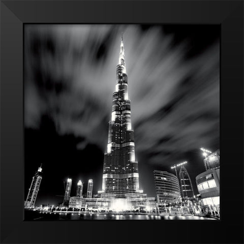 Burj Khalifa, Dubai Black Modern Wood Framed Art Print by Stawiarz, Marcin
