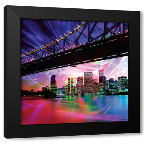 Colorful Bridge Black Modern Wood Framed Art Print by Marcus