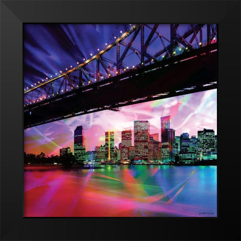 Colorful Bridge Black Modern Wood Framed Art Print by Marcus