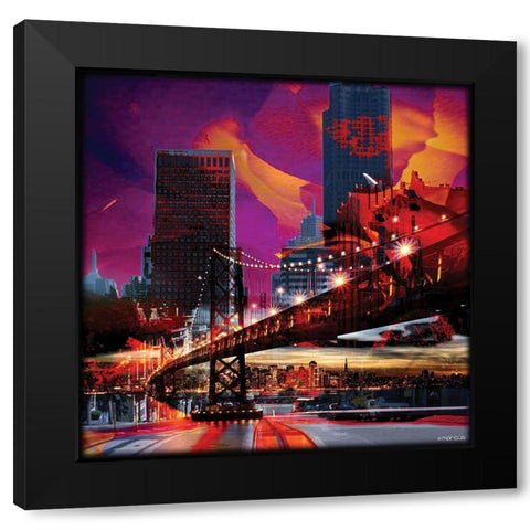 Flowers of San-Francisco Black Modern Wood Framed Art Print with Double Matting by Marcus