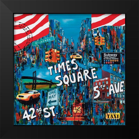 Times Square 5th avenue Black Modern Wood Framed Art Print by Wozniak, Sophie