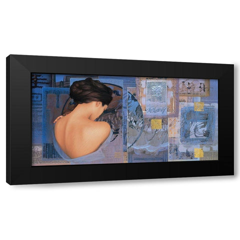 Bleu a lame Black Modern Wood Framed Art Print with Double Matting by Graux, David