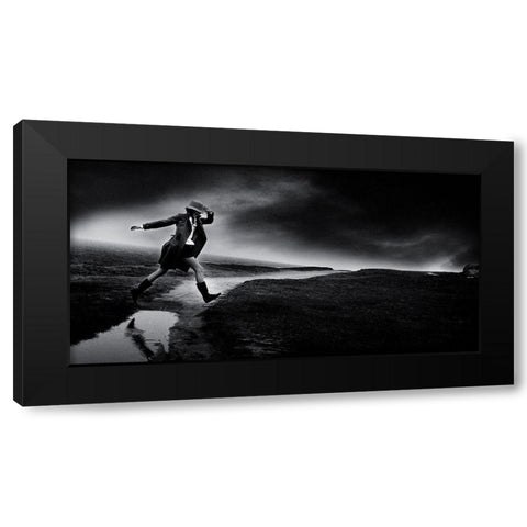 Jump Black Modern Wood Framed Art Print with Double Matting by Marchand, Philippe