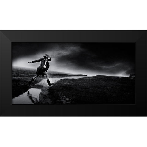 Jump Black Modern Wood Framed Art Print by Marchand, Philippe